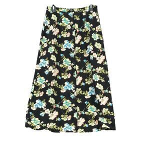 Vintage Jennifer Moore Skirt Womens 8 Black Dark Floral Maxi Sheer Fairy Boho
